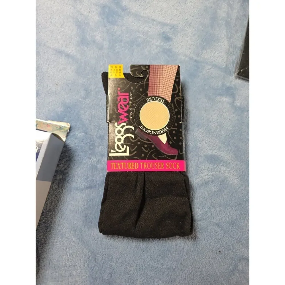 Vintage Women’s Black Knee High Trouser Socks Hosiery NOS Mixed Brand Lot of 3